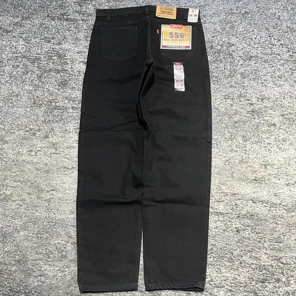 NWT VTG Levi's 550 Orange Tab Jeans Mens 34x30 Black Relaxed Fit Tapered Leg 90s